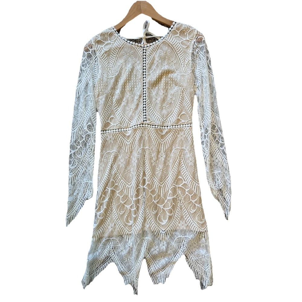 Nasty Girl Lace Long Sleeved Mini Dress Size 8, Boho, western, formal, festival